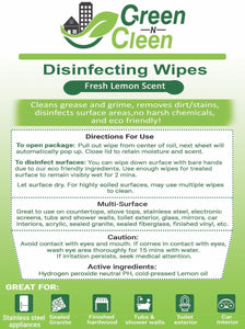 *NEW LEMON SCENT* Green-N-Cleen Disinfecting Wipes (25 Wet Wipes) (LIMITED SUPPLY)