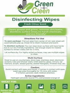 *CITRUS SCENT* Green-N-Cleen Disinfecting Wipes (25 Wet Wipes) (LIMITED SUPPLY)